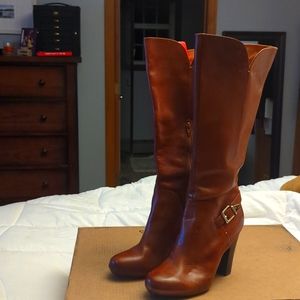 Size 42 Söfft leather 4" heels brown boots